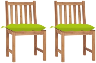 vidaXL Gartenstühle 2 Stk. mit Kissen Massivholz Teak 3062942