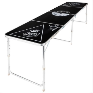 HI Beer-Pong-Tisch, ohne Zubehör, klappbar und höhenverstellbar, Aluminium schwarz, 60 x 240 x 55 cm