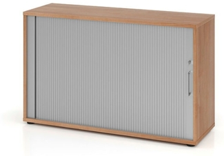 Rollladenschrank horizontal 2 Ordnerhöhen 120cm BM Nussbaum / Silber