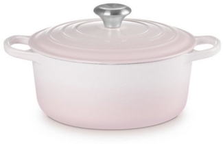 Le Creuset Signature Gusseisen-Bräter mit Deckel, Für alle Herdarten und Induktion geeignet, Rund, Shell Pink, 24,0 cm, 4.2