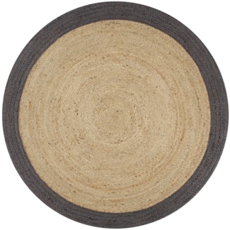 vidaXL Teppich Handgefertigt Jute mit Dunkelgrauem Rand 150 cm 133679