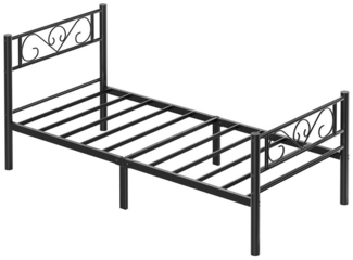 Vasagle Metallbett einfache Montage, Metall tintenschwarz, 90x200 cm