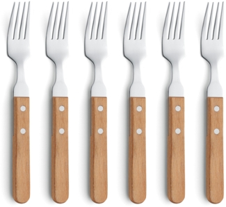 Amefa 'PIZZA' Steakgabel Set 6-teilig, Holz natur, 20 cm