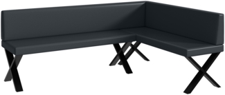 MEBLINI Eckbank für Esszimmer - Küchenbank - Essecke - Sitzecke Küche - TONI - X-Beine 142x196x87cm Rechts - Dunkelgrau Kunstleder