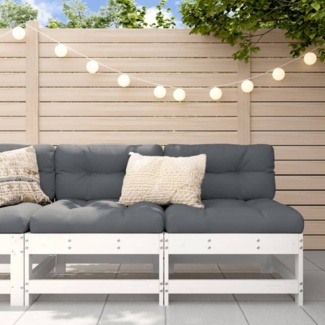 vidaXL Garten-Mittelsofas 2 Stk. Weiß Massivholz Kiefer 825514
