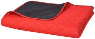 vidaXL Tagesdecke, Zweiseitig, Gesteppt, kariert, Mikrofaser mit PP Baumwoll-Füllung, Rot / Schwarz, 230x260 cm