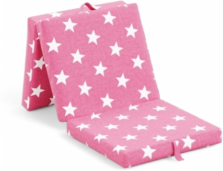 Sun Garden 'Samba' Klapp­ma­trat­ze, Schaumstoff / Baumwollmischgewebe pink mit Sternen, 190 x 70 x 9 cm
