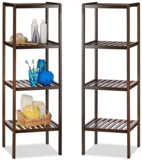 Relaxdays Badregal mit 4 Ablagen, 2 Stück, Bambus braun, 33 x 34,5 x 33 x 110 cm