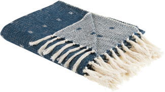 Beliani 'Taari' Kuscheldecke, Baumwollmischgewebe dunkelblau, 130 x 170 cm
