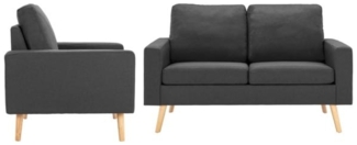 vidaXL 2-tlg. Sofagarnitur Stoff Dunkelgrau [3056615]