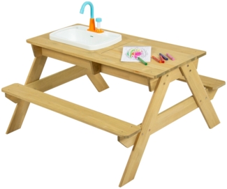 TP Toys Holz Spieltisch & Matschtisch Nashorn | inkl. Waschbecken | Natur | 89x94x71 cm