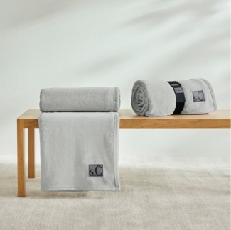 s.Oliver 'Oro' Wohndecke, flauschig, warm & waschbar, Polyester hellgrau, 150x200 cm