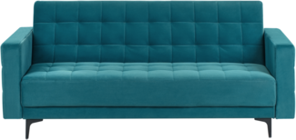 3-Sitzer Schlafsofa Samtstoff seeblau schwarz ABERDEEN
