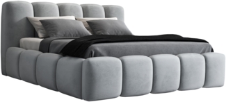 A&J MöbelLand 'Sonic' Polsterbett, Polyester, Silber, 180 x 200, mit Matratze, mit Lattenrost, mit Bettkasten