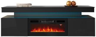 Mirjan24 'EF 2D Serkuzo' TV-Lowboard mit Kamin, MDF schwarz (hochglanz/matt), 59 x 41 x 190 cm