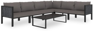 vidaXL 7-tlg. Garten-Lounge-Set mit Auflagen Poly Rattan Anthrazit 49401