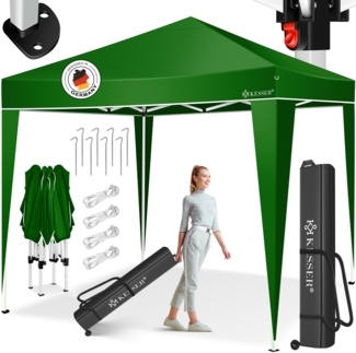 KESSER® Faltpavillon mit Tasche, ohne Beleuchtung, wasserdicht und UV-Schutz 50+, Metall / Polyester grün, 300x300 cm