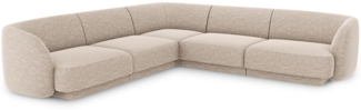 Micadoni 5-Sitzer Reversible Ecksofa Miley | Bezug Beige | Beinfarbe Black Plastic