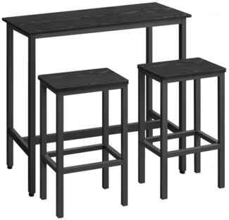 Vasagle Bartisch Bartisch-Set, Stehtisch(100 x 40 x 90 cm) mit 2 Barhockern