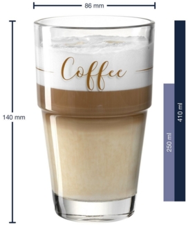 Leonardo Becher Coffee Solo 2er-Set + 2 Löffel, Kaffeebecher, Gläser, Kalk-Natron Glas, mehrfarbig, 410 ml, 043477