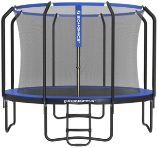Songmics Trampolin mit Sicherheitsnetz und Leiter, gepolstertes Gestell, schwarz-dunkelblau, Ø 366cm