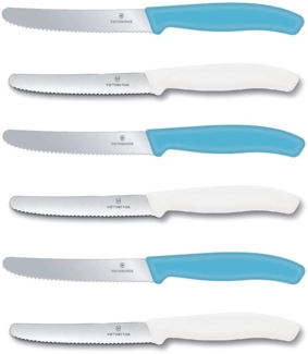 Victorinox | Tafelmesser Set | 6-teilig | Swiss Classic Design | neue Griffform | Karibikblau/Weiß | ideal für stilvolle Tischdekoration
