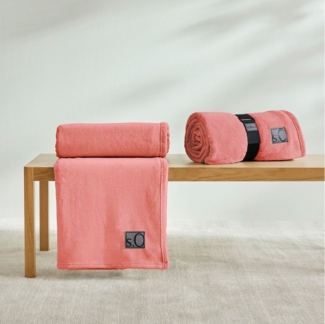 s.Oliver 'Oro' Wohndecke, flauschig, warm & waschbar, Polyester coral, 150x200 cm