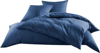 Mako-Satin Baumwollsatin Bettwäsche Uni einfarbig zum Kombinieren (Bettbezug 135x200 cm, Jeans Blau) viele Farben & Größen
