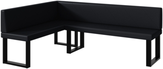 MEBLINI Eckbank für Esszimmer - Küchenbank - Essecke - Sitzecke Küche - ERIC - U-Beine 142x196x87cm Links - Schwarz Kunstleder
