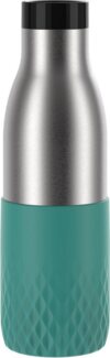 Emsa Bludrop Sleeve Trinkflasche mit Quick-Press Verschluss, spülmaschinenfest, Edelstahl Petrol, 0,5l
