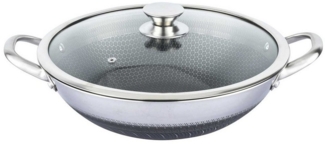Cheffinger Wokpfanne mit Glasdeckel, Edelstahl silber, 36,0 cm