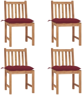 vidaXL Gartenstühle 4 Stk. mit Kissen Massivholz Teak 3073112