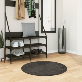 vidaXL Teppich ISTAN Hochflor Glänzend Anthrazit Ø 80 cm 375645