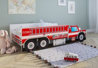 Kids Collective 'Feuerwehr' Autobett 70x140 cm, mit Rausfallschutz und Lattenrost