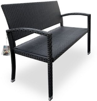 Casaria Gartenbank, wetterfest, UV-beständig, Polyrattan schwarz, 122 x 87 x 60 cm