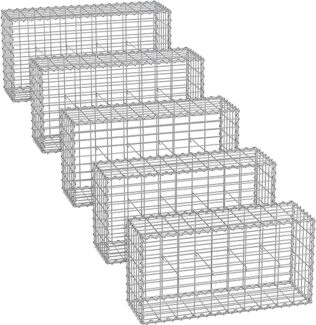 SONGMICS Gabionenkörbe, verzinkt, Metall silber, 100 x 50 x 30 cm, 5 Stück