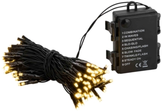 96er LED Lichterkette Timer 8 Lichteffekte Batteriekette Außen & Innen warmweiß