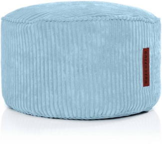 Green Bean® Indoor Sitzhocker Pouf 45x25cm EPS-Perlen Füllung & Cordstoff Kuschelig Weich Waschbar - Hellblau
