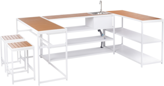 Outdoor-Küche mit Spüle AVETRANA Metall Braun Weiß