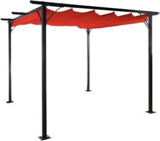 Pergola HWC-C42 mit Schiebedach, Stahl / Stoff, Terracotta, 3,5x3,5 m