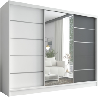 A&J MöbelLand Schwebetürenschrank AURELIA 1 mit 3 Schubladen und Spiegel
