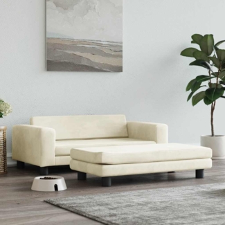vidaXL Hundebett mit Verlängerung Creme 100x50x30 cm Samt