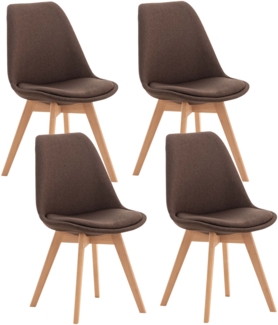 CLP 4er Set Esszimmerstuhl Linares Mit Buchenholzgestell,braun Stoff