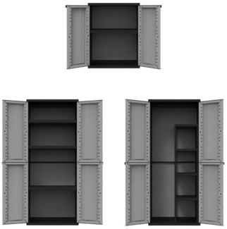 Kreher Mehrzweckschrank Kunststoffschrank 'J-Twist' in verschiedenen Größen (Schwarz/Grau)