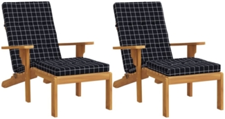 vidaXL '362000' Liegestuhl-Auflagen 2 Stk. Oxford-Gewebe, schwarz Karomuster, 180 x 55 x 7 cm