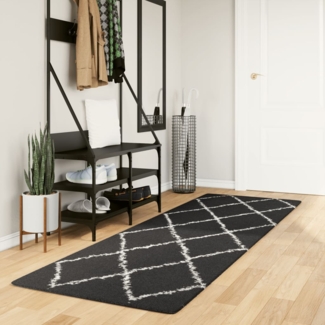 vidaXL Shaggy-Teppich PAMPLONA Hochflor Modern Schwarz Creme 80x250 cm 375407