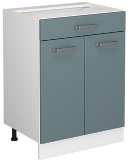 Vicco Küchenunterschrank R-Line, Blau-Grau/Weiß, 60 cm mit Schublade, ohne Arbeitsplatte