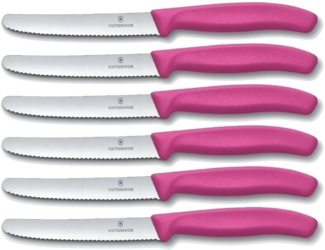 Victorinox | Swiss Classic Tafelmesser Set | 6-teilig | auffallendes Pink | rostfreier Edelstahl | ergonomischer Griff | ideal für präzises Schneiden im Alltag
