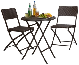 Relaxdays 'BASTIAN' Gartenmöbel Set, 3-teilig, Rattan Schwarz