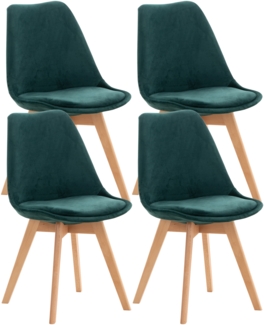 4er Set Stuhl Linares Samt, grün